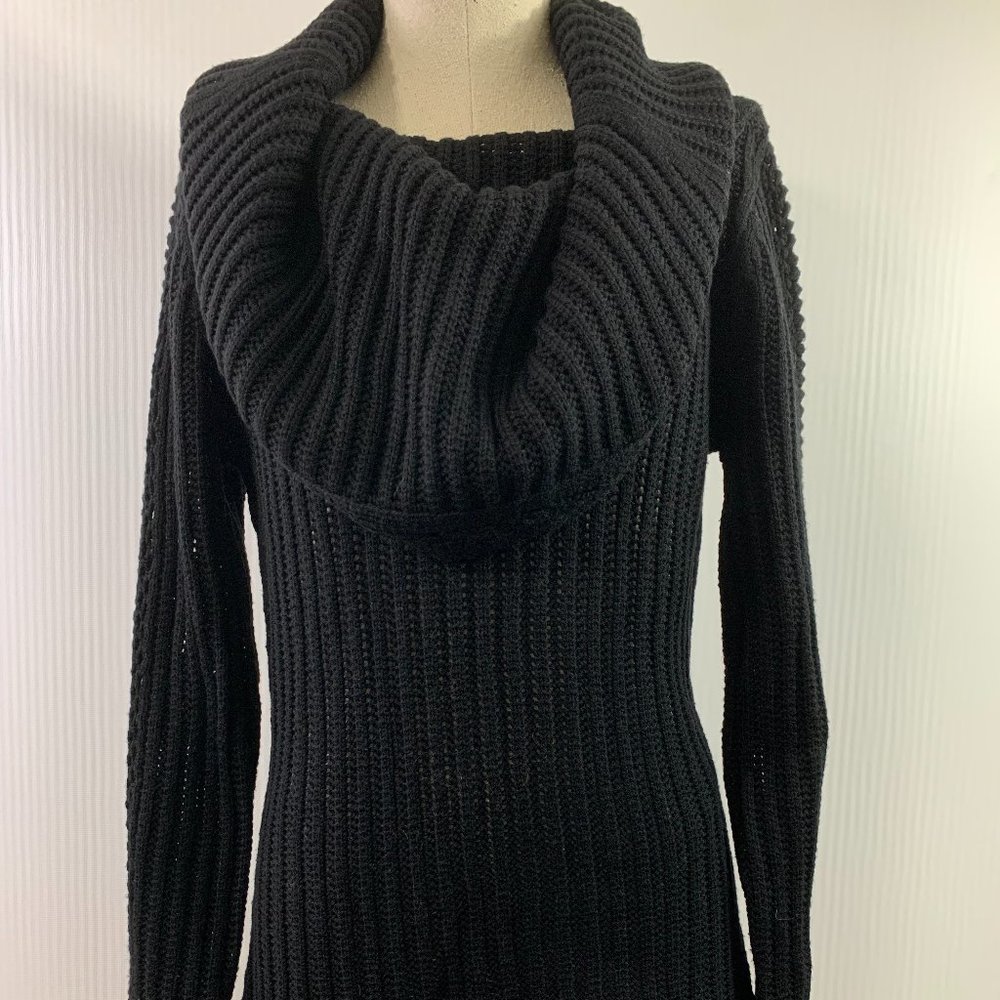 Elie Tahari Black Cowl Neck Long Sleeve Sweater 100% Wool